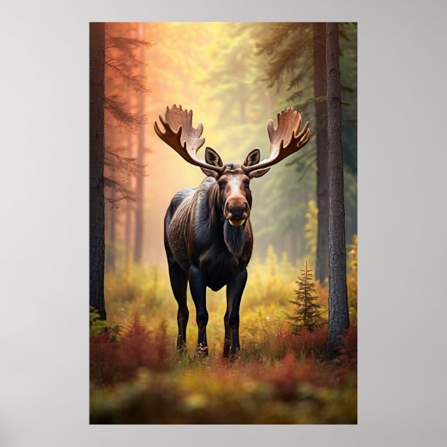 Poster *~* Floresta natural MOOSE AP49 de Ouro ensolarado (Frente)