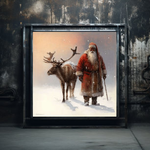 Poster Floresta Negra Papais noeis e Reindeer em Silêncio