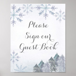 Poster Floresta Neve Por Favor Assine nosso Livro de Conv