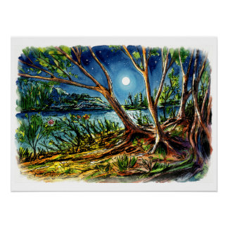 Póster Floresta Noturna Aconchegante & Arte de Parede da