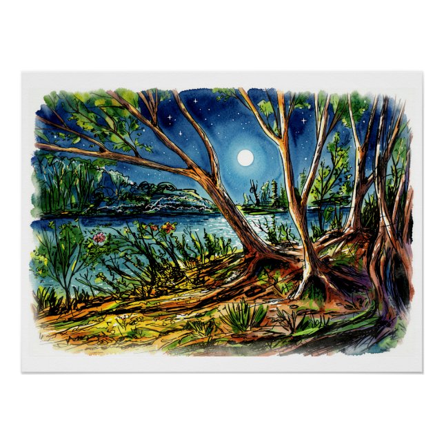 Póster Floresta Noturna Aconchegante & Arte de Parede da  (Frente)