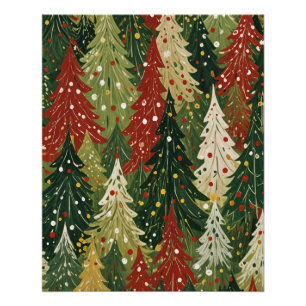 Póster Floresta Padronizada de Pinheiros Festivos