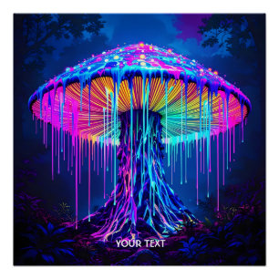 Póster Floresta Surreal Fantasy Cute Mushroom