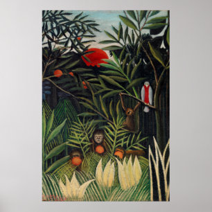 Poster Floresta Tropical com macacos de Henri Rousseau.
