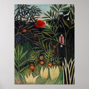 Poster Floresta Tropical com macacos de Henri Rousseau.