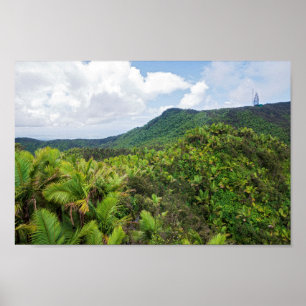 Poster Floresta tropical e torre de comunicações de El Yu