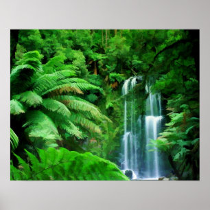 Poster Floresta Tropical & Waterfall