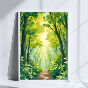Poster Floresta Verde Exuberante Paisagem da Natureza A