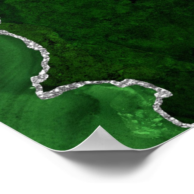 Poster Floresta Verde Marble Silver Glitter (Borda)