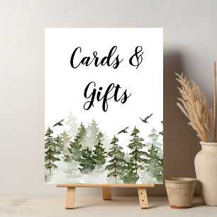 Poster Floresta Verde Moderna de Aquarela de inverno com