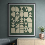 Poster Floresta Verde | Modernas Formas Geométricas<br><div class="desc">Padrão geométrico moderno com formas simples em creme num fundo verde florestal.</div>