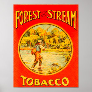 Poster Floresta Vintada E Anúncio De Cigarro Em Corrente