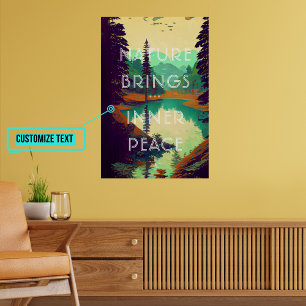 Poster Florestas Retro com Paisagem de Lago