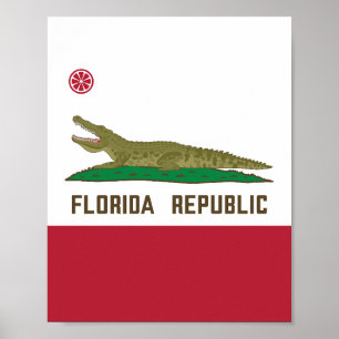 Poster Flórida Alligator Flag Crocodile