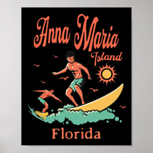 Poster Flórida Anna Maria Island Fl Surfista Surfando Pes