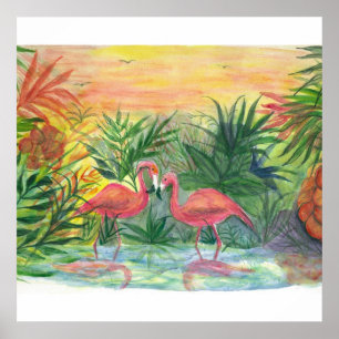 Poster Florida Art - flamingos