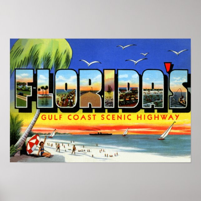 Poster Flórida da Costa do Golfo - Letra Grande (Frente)