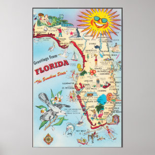 Poster FLÓRIDA EUA, Mapa de Boas-Vindas