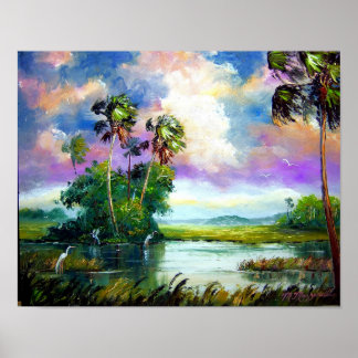 Póster Flórida Everglades Wind Painting