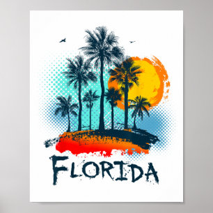 Poster Flórida Fl Verão Miami Vibes Praia Estado Ensolara