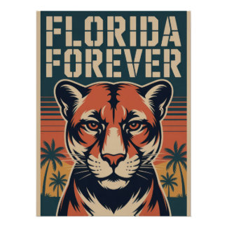 Póster Florida Panther Forever Vintage Travel Poster Art 
