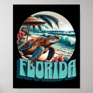 Poster Florida Praia Surf Surfing Oceano Vintage EUA Flor