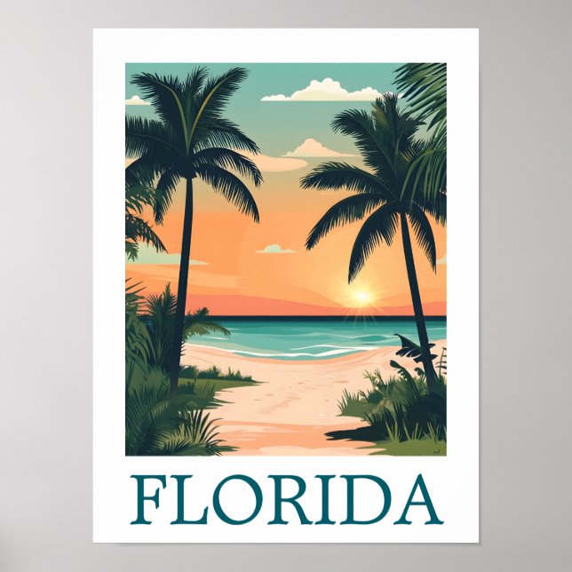 Poster Florida Sunshine State – Tropical Beach Paradise (Frente)