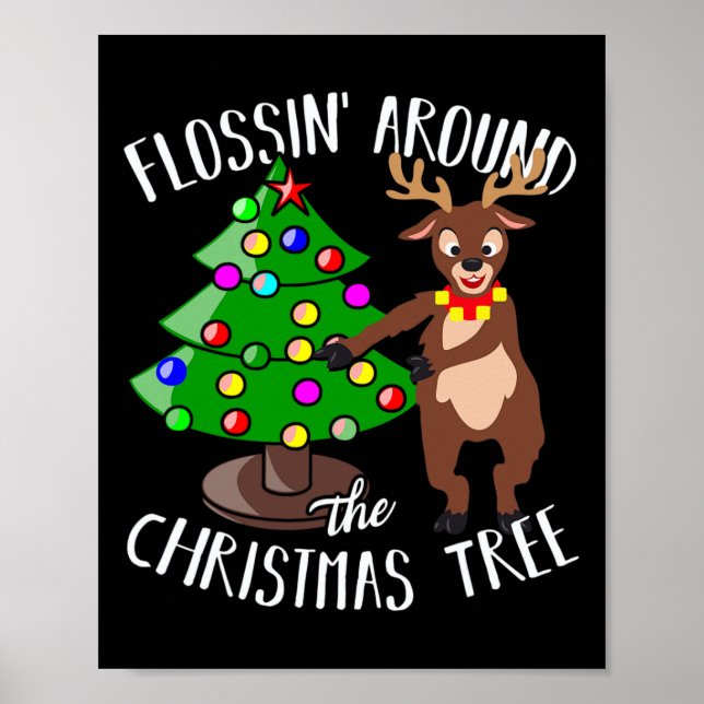 Poster Flossin Ao Redor Da Árvore De Natal Flautista (Frente)