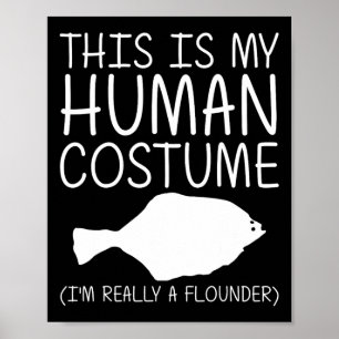 Poster Flounder Easy Halloween Comida Humana Peixe Di