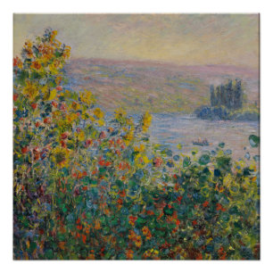 Póster Flower Beds em Vétheuil - Claude Monet