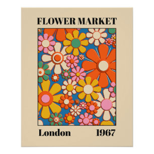 Póster Flower Market London 1967 Colorful Retro Floral
