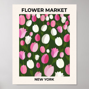 Poster Flower Market New York Tulips Night