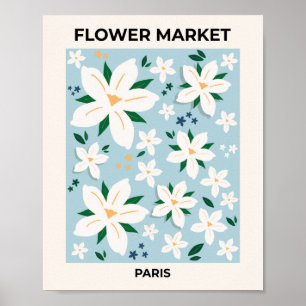 Poster Flower Market Paris Retro Floral Modern Decor