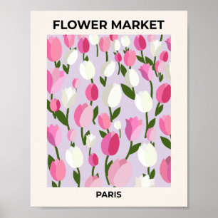 Poster Flower Market Paris Tulipas Rosa E Lilac