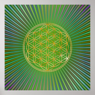 Poster Flower of Life / Blume des Lebens - gold