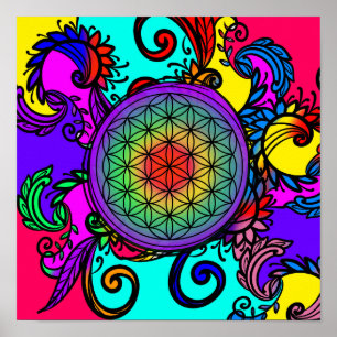Poster Flower of life zen Chakra