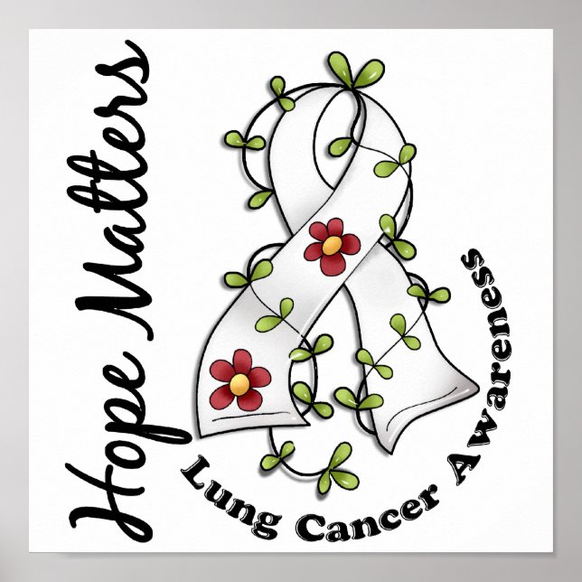 Póster Flower Ribbon 4 Hope Importa Cancer pulmonar (Frente)