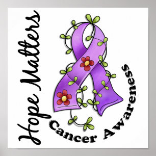 Poster Flower Ribbon 4 Hope Importa do Cancer Geral