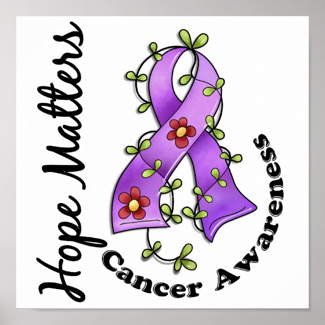 Poster Flower Ribbon 4 Hope Importa do Cancer Geral (Frente)