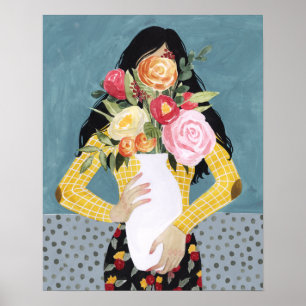 Poster Flower Vase Girl