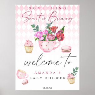 Poster Flowers do Tea Party - chá de fraldas de boas-vind