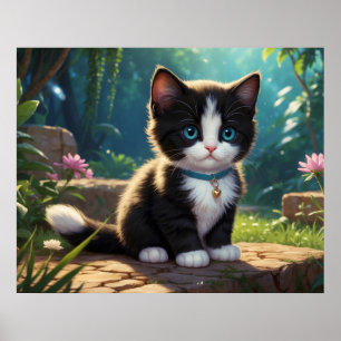 Poster *~* Flowers Garden Kitty Cat 5:4 Feline Kitten