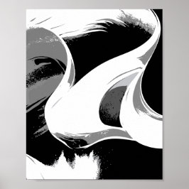 Poster Flowing Curves in Black, White, and Gray