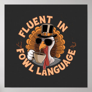 Poster Fluente em Linguagem de Aves Design Divertido para