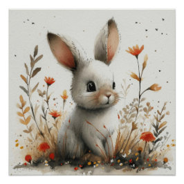 Póster Fluff Divertido: Um Coelhinho Cheio de Caprichos