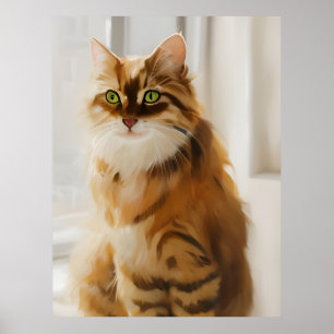 Poster Fluffy Ginger Cat na janela