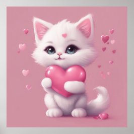 Poster Fluffy White Love Kitten