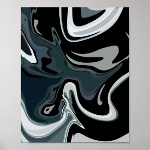 Poster Fluidez abstrato nos turnos monocromáticos