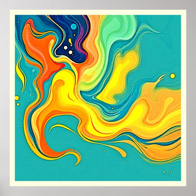 Poster Fluidity of Joy: Abstract Waves (Frente)