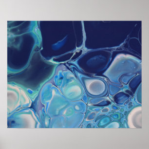Poster Fluido Azul-Marinho Arte Abstrata Moderna com Rede